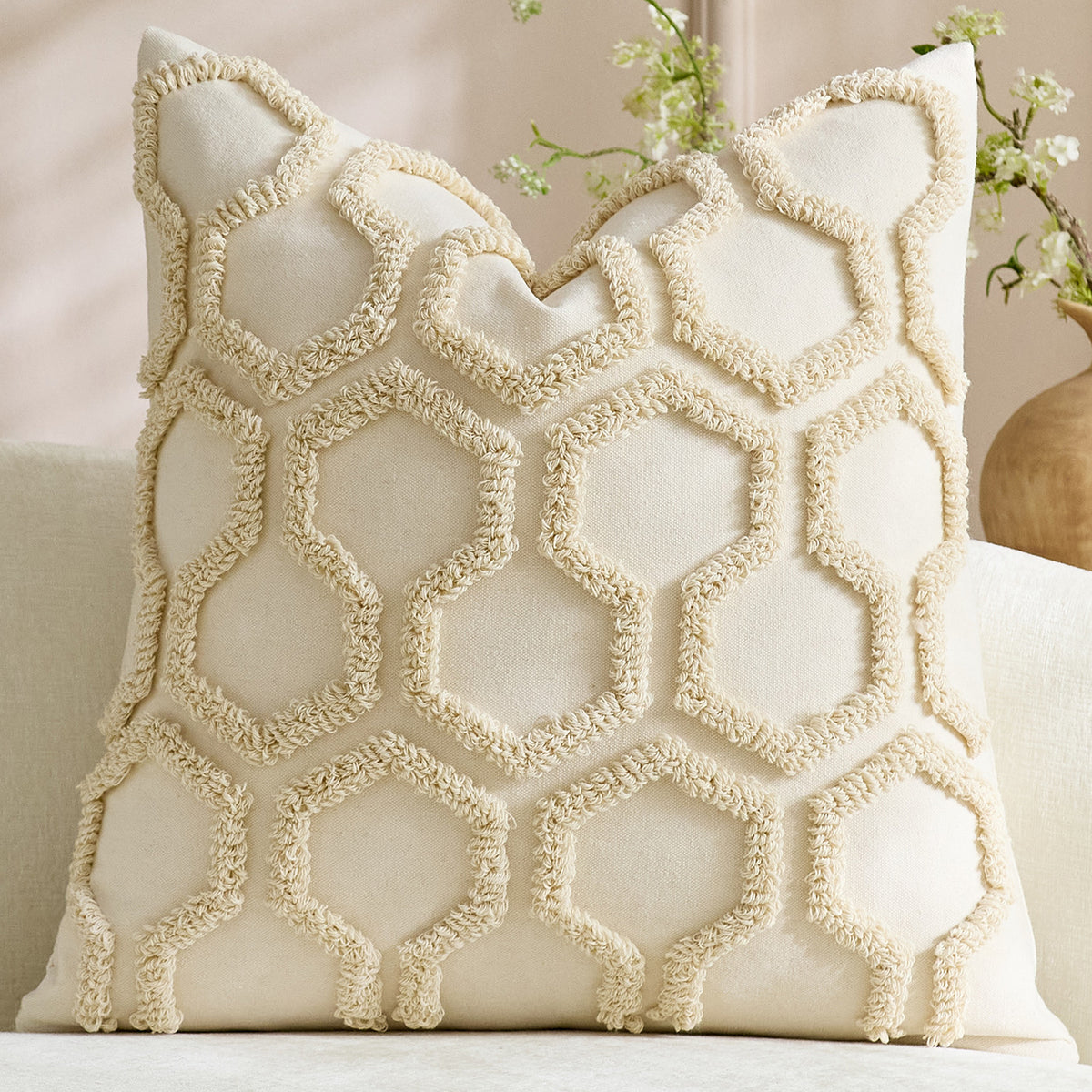 Luxury Honeycomb Tufted Cushion Cover – Textured Decorative Pillow Case