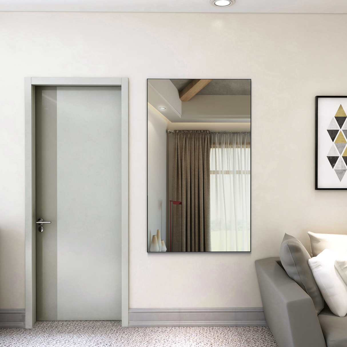 60 "x36" oversized modern square bathroom mirror with Balk frame decorative large wall mirror aluminum frame vertical or horizon - Julia M LifeStyles