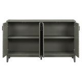 Side panel with 4-door large storage buffet, adjustable shelves and metal handles (antique gray)