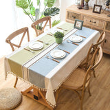 European Style 90x90 cm Decorative Linen Tablecloth with Tassels - Waterproof & Oilproof