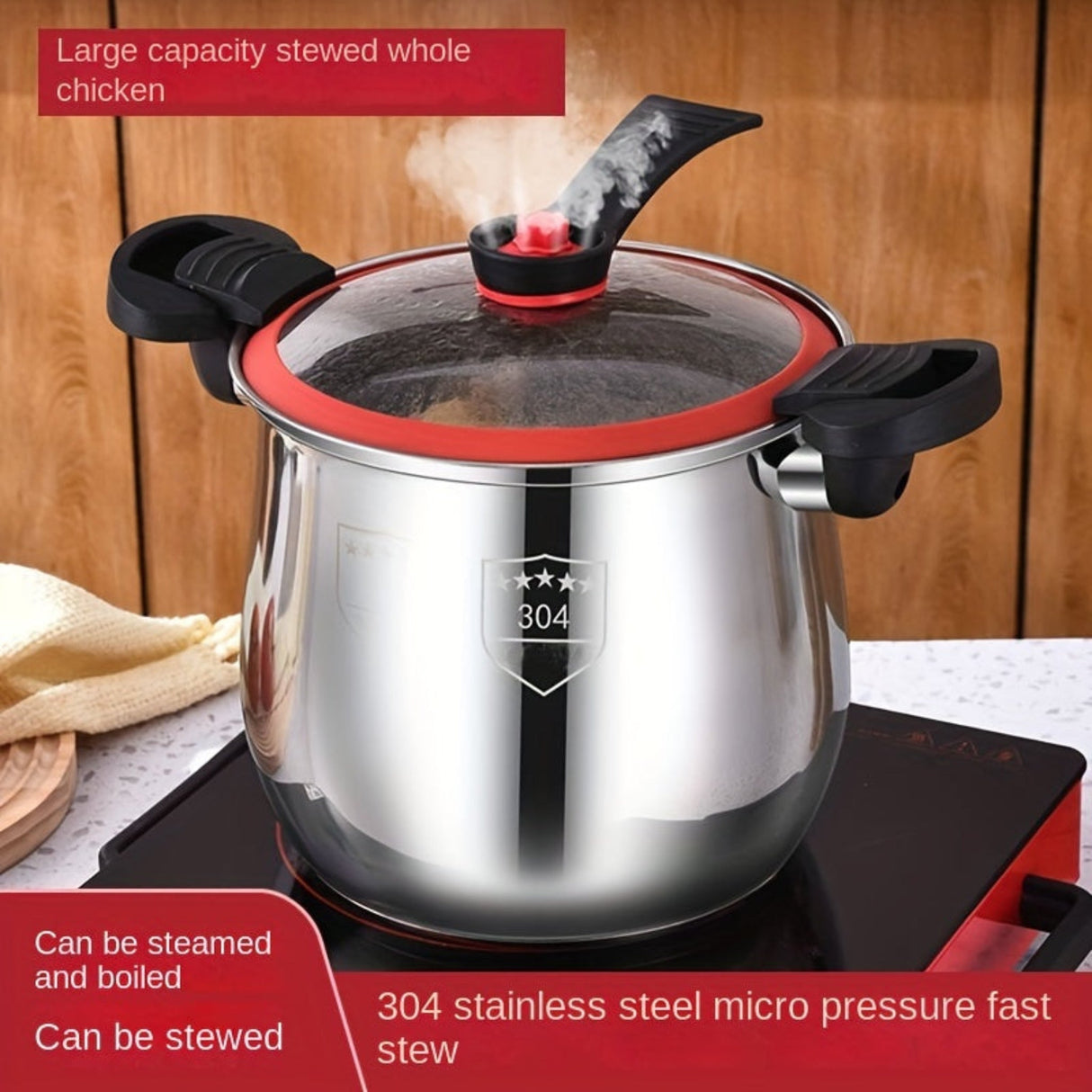 304 Stainless Steel Multi-Functional Non-Stick Pressure Cooker Pot with Lid Julia M LifeStyles