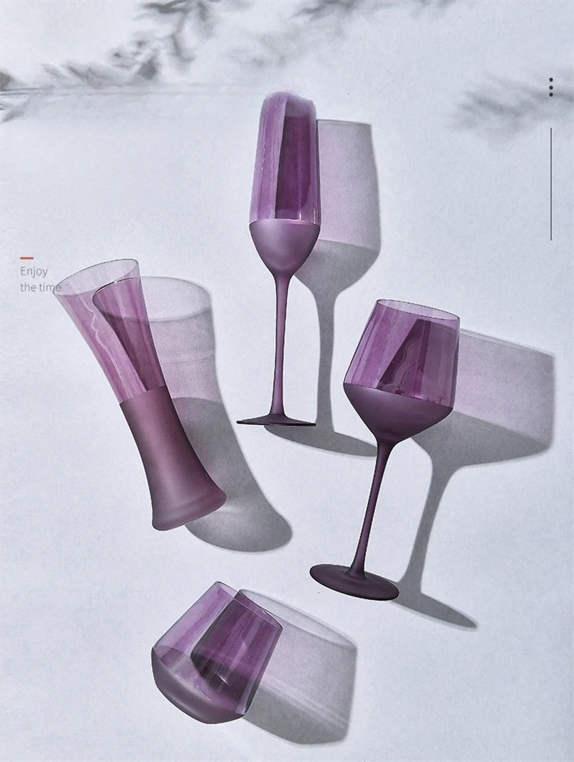 Purple Frosted Glass Wine Goblet: Elegant Champagne Cup Julia M Home & Kitchen