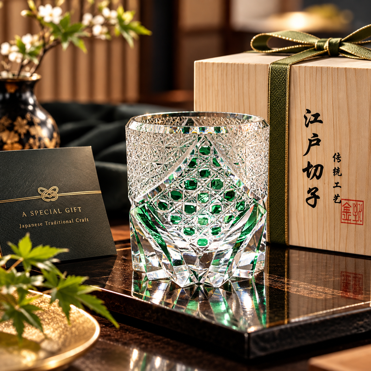 Kuro Samurai Crystal Whiskey Glass Gift Box
