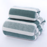 Wide Stripe Dark Stripe Coral Velvet Printing Towels Suit