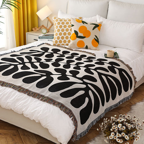 Artistic Cotton-Acrylic Knit Throw Blanket – Elegant American Style Designs