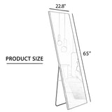 Aluminum Alloy Metal Frame Wall-Mounted Full-Length Mirror Black 65 x 23"