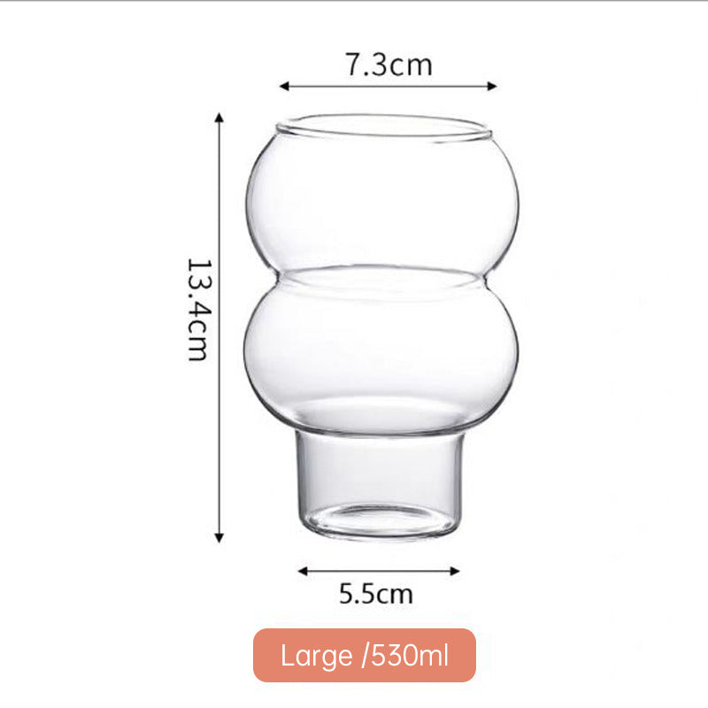 Gourd Shaped High Borosilicate Glass Single Layer Cup Office Latte Cup Transparent Juice