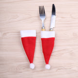 Christmas Decorations Mini Christmas Hat Christmas Red Wine Bottle Set Hat Brushed Cloth Small Hat Knife And Fork Set Tableware Set