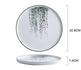 Elegant 8.8-Inch In-Glaze Plant Pattern Ceramic Dinner Plate Julia M Home & Kitchen
