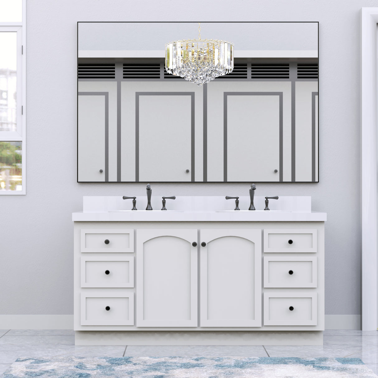 60 "x36" oversized modern square bathroom mirror with Balk frame decorative large wall mirror aluminum frame vertical or horizon - Julia M LifeStyles