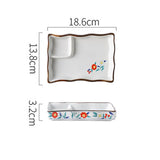 Dumpling plate sushi plate round square plate with soy sauce and vinegar partitioned snack plate ceramic plate for home use