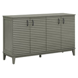 Side panel with 4-door large storage buffet, adjustable shelves and metal handles (antique gray)