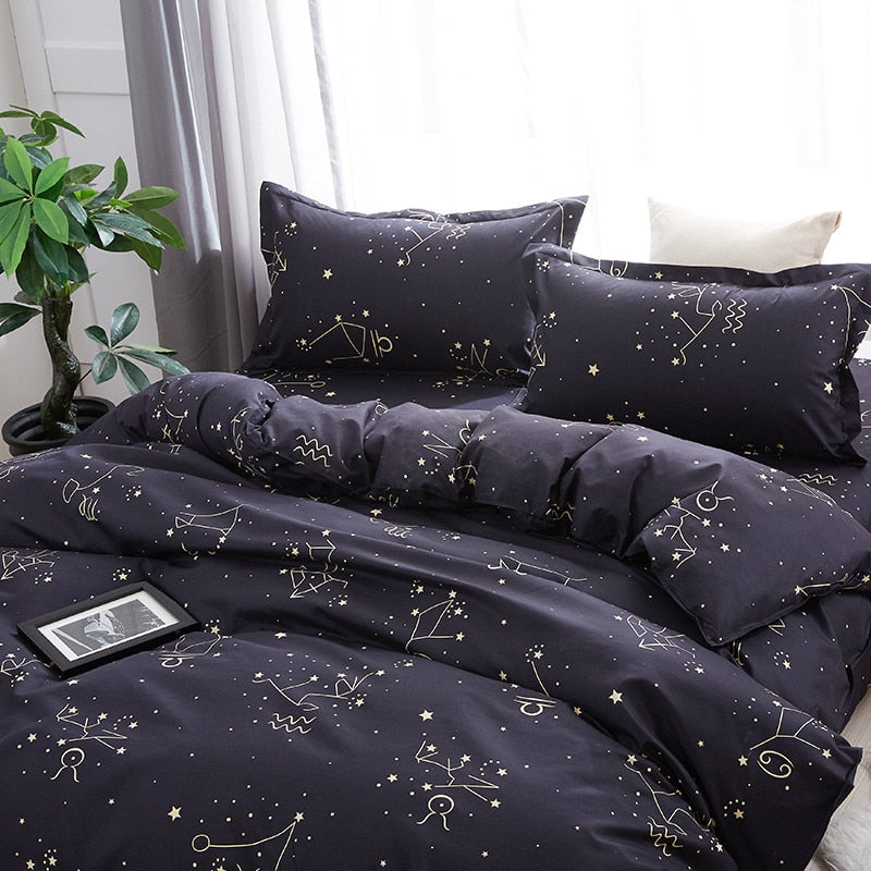 Starry Nights Microfiber Duvet Cover Set - 2-4PCS, King & Single Sizes