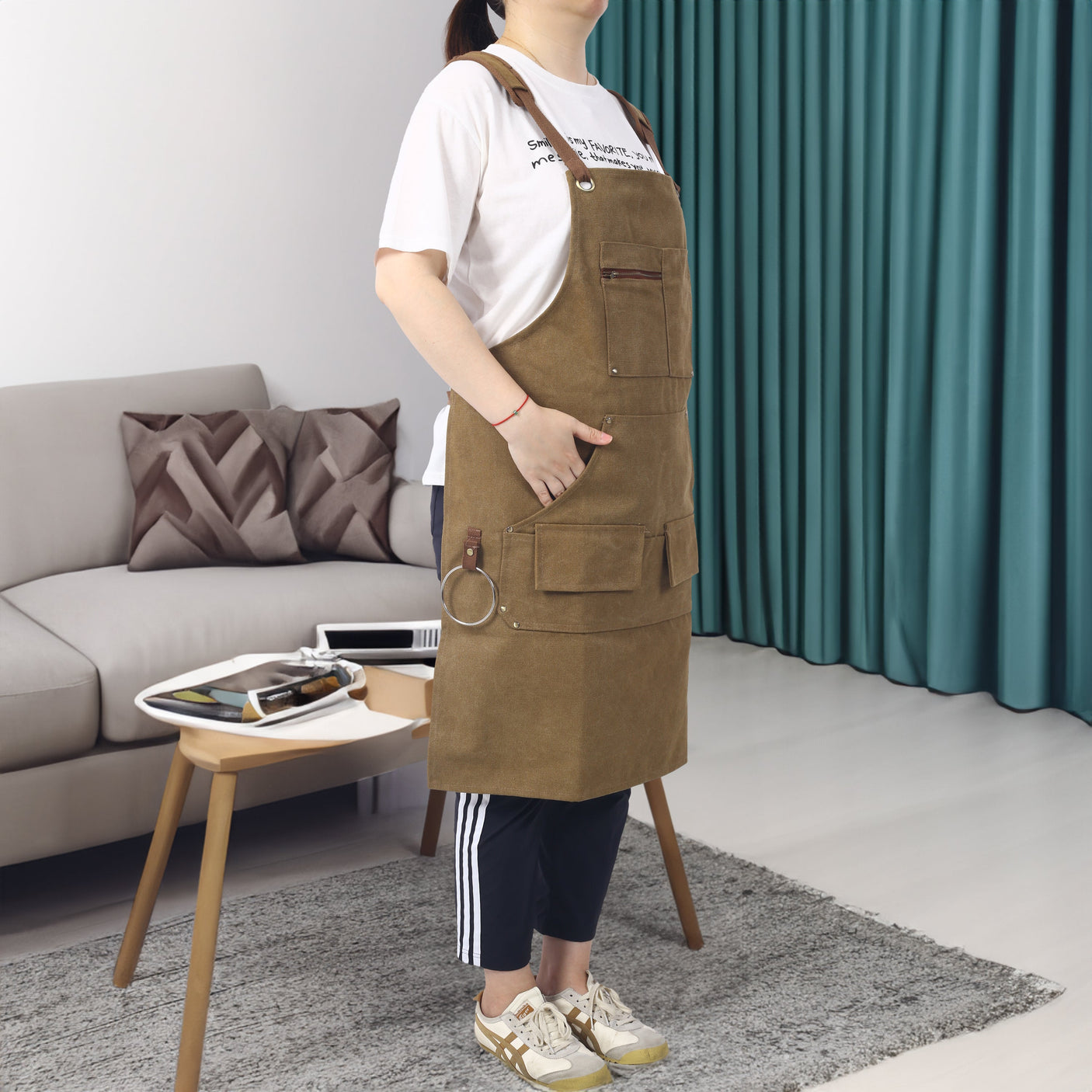 Long heavy-duty canvas tool apron, carpenter apron, carpenter 16 ounces, fully adjustable, no need for waxing eprolo