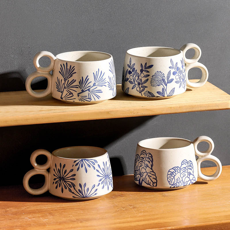 Hand-Painted Blue & White Ceramic Mug