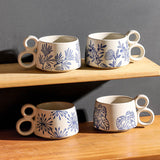 Hand-Painted Blue & White Ceramic Mug