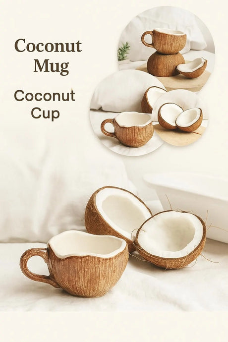 Handcrafted Ceramic Coconut Cup – Tropical Elegance for Every Sip