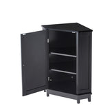 Black Bathroom Cabinet Triangle Corner Storage Cabinet with Adjustable Shelf Modern Style MDF Board