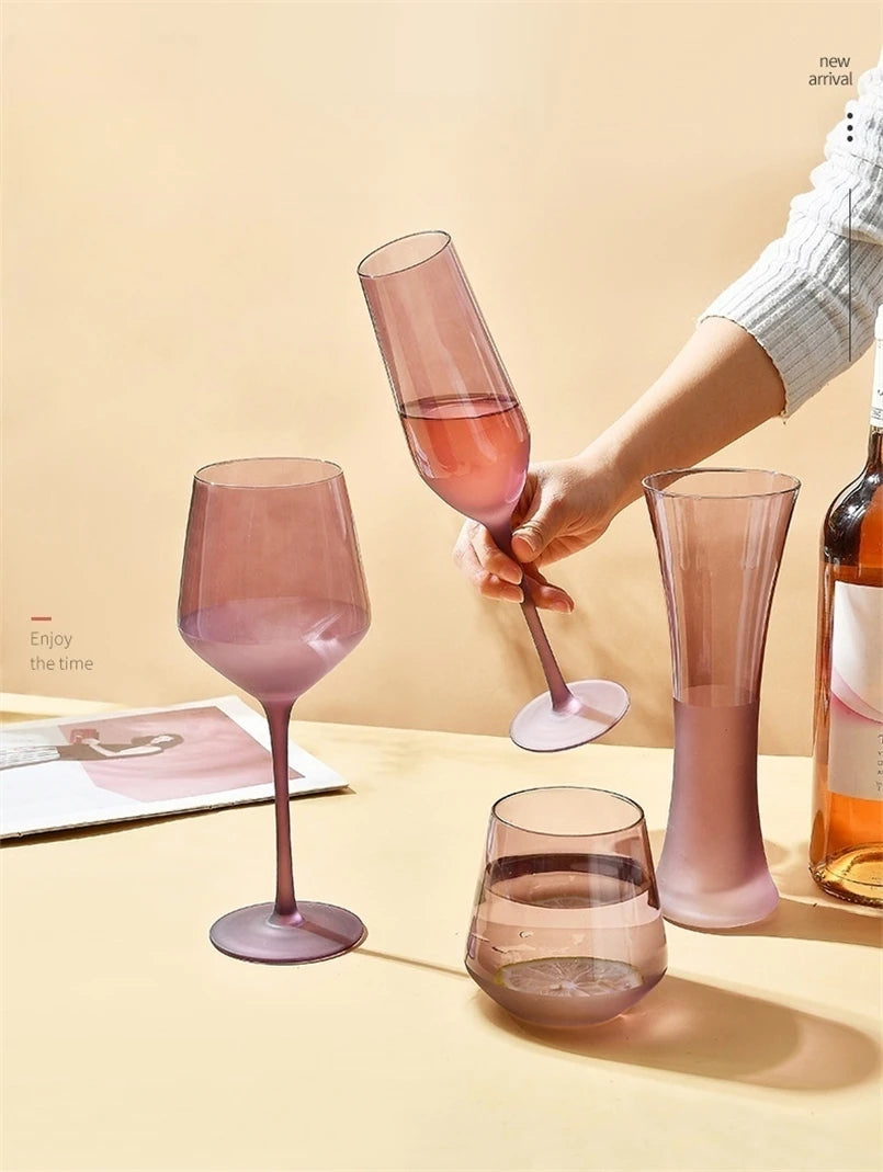 Purple Frosted Glass Wine Goblet: Elegant Champagne Cup Julia M Home & Kitchen