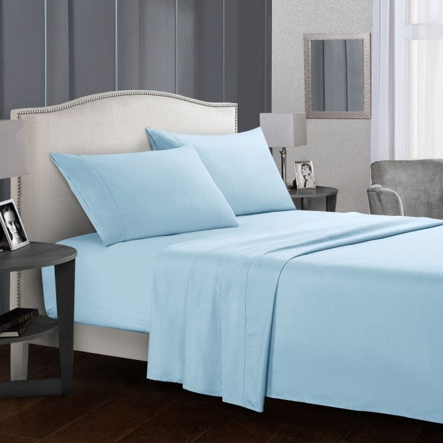 Pure Color Bedding Set Bed Linens Flat Sheet+Fitted Sheet+Pillowcase Queen/ King Size Gray Soft comfortable white Bed set40 - Julia M LifeStyles