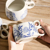 Hand-Painted Blue & White Ceramic Mug