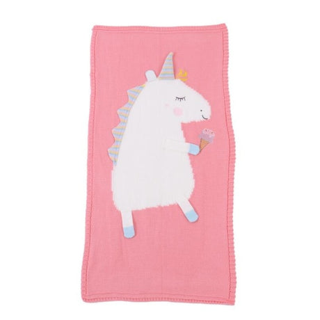Unicorn Knit Baby Blanket – Soft Warm Swaddle & Bath Towel 60x120cm