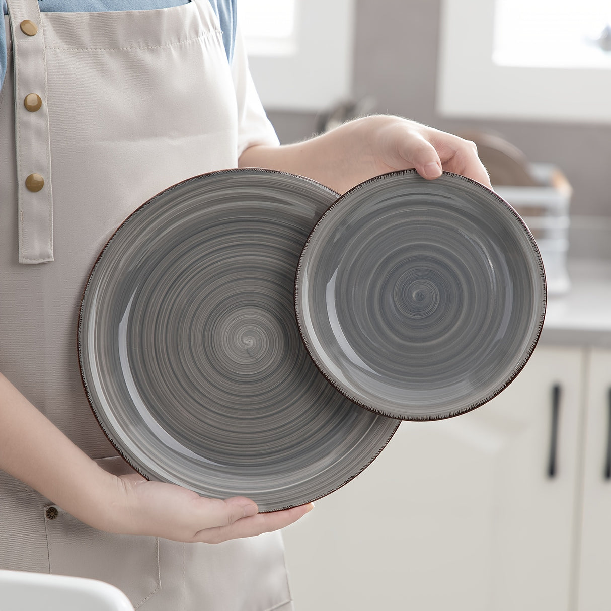 Artisanal 32-Piece Handpainted Stoneware Dinnerware Set for 8 – Scratch-Resistant & Dishwasher Safe