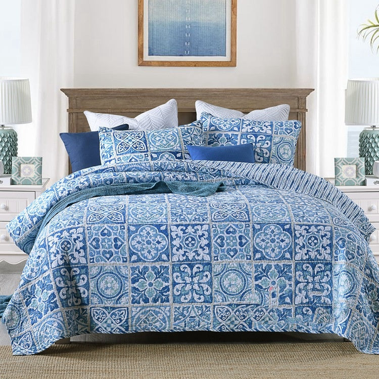 Pure Cotton Summer Cooling Duvet Airable Cover Bed Three-piece Set
