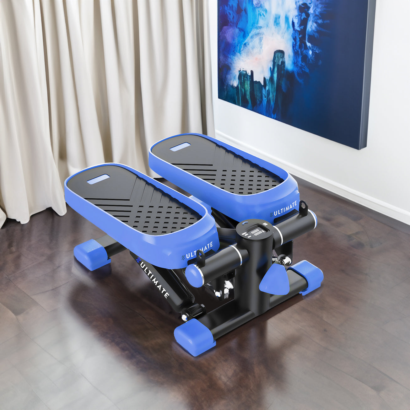 Home Office Exercise 330LBS Capacity Mini Stepper with Resistance Bands and LCD Monitor ，blue - Julia M LifeStyles