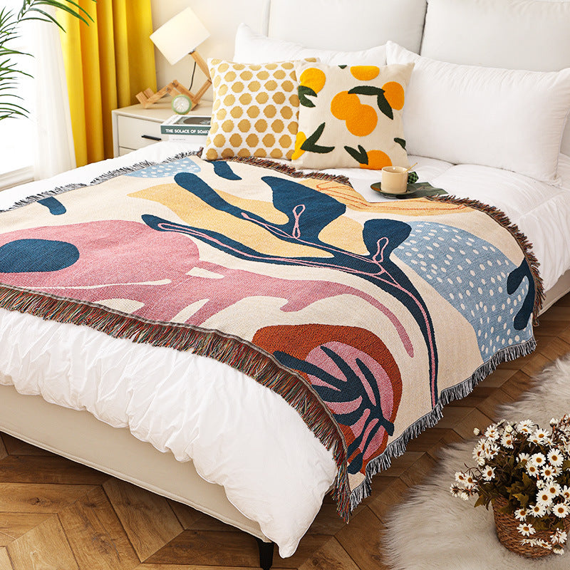 Artistic Cotton-Acrylic Knit Throw Blanket – Elegant American Style Designs
