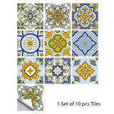 Mosaic 10-Piece Imitation Ceramic Tile Stickers Set for Home Decoration