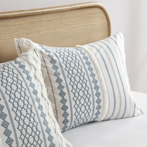 Imani Full/Queen Cotton Printed Duvet Cover Set With Chenille