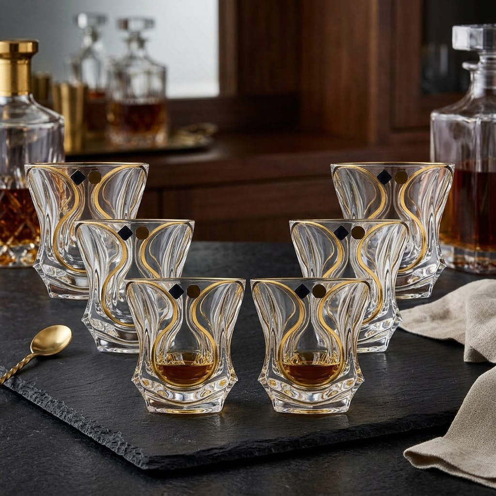 Aurelia Gold-Accent Whiskey Glasses
