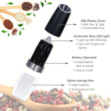 [Electric Salt Grinder] Electric Salt And Pepper Grinder Set, 110ml, 6 Adjustable Coarseness, LED, Automatic, Black And Silver, 1/2 Packs Julia M LifeStyles