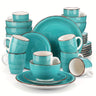 Artisanal 32-Piece Handpainted Stoneware Dinnerware Set for 8 – Scratch-Resistant & Dishwasher Safe