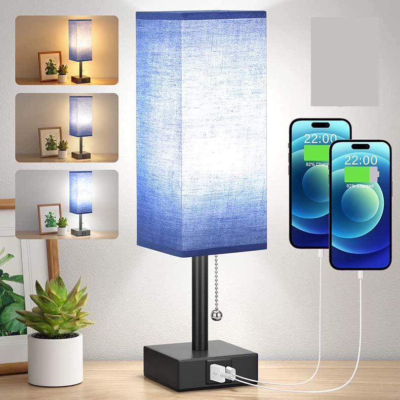 Linen 90 square desk lamp zipper switch three color temperature variable light A+C USB charging Julia M Home & Kitchen