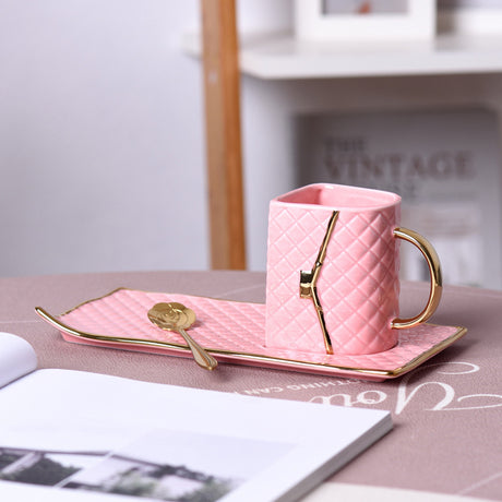 Elegant Ceramic Purse Cup Set with Saucer and Spoon