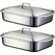 [Heavy Duty Baking Pans] 1/2/3pcs Extra Large Heavy Duty Stainless Steel Baking Pans with Lids | Non-Stick, Thick Rectangular Oven Trays for Desserts, Bread, Seafood, BBQs, Buffet Serving - Spacious Design, Nonstick Surface Julia M LifeStyles