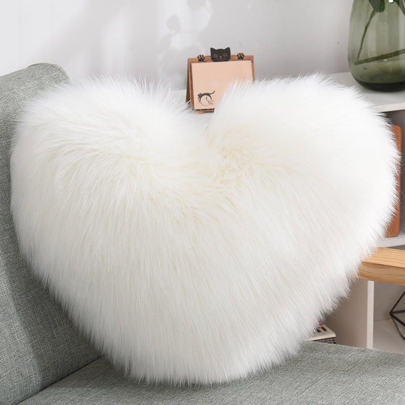 Heart-Shaped Long Plush Fluffy Cushion Cover - Julia M LifeStyles