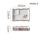 Dumpling plate sushi plate round square plate with soy sauce and vinegar partitioned snack plate ceramic plate for home use