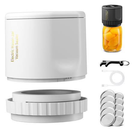 Electric Mason Jar Vacuum Sealer Kit Cordless Automatic Jar Sealer Kit for Food Storage and Fermentation with Mason Jar Lids - Julia M LifeStyles