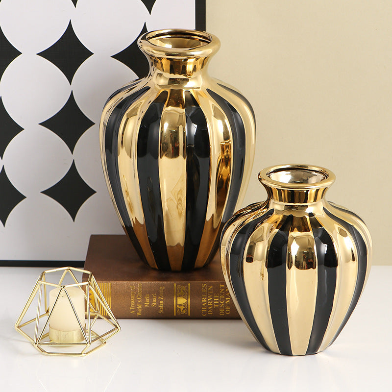 Light luxury ceramic jars creative living room vases flower arrangements ceramic jars dining table decorations handicrafts Julia M Home & Kitchen