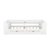 Upholstered Daybed with Trundle, Wood Slat Support,Upholstered Frame Sofa Bed Twin Blue