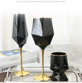 Pure Black Crystal Golden Edge Wine Glass Goblet Light Luxury Irregular Model Room Special Champagne Cup Whiskey Beer Glasses
