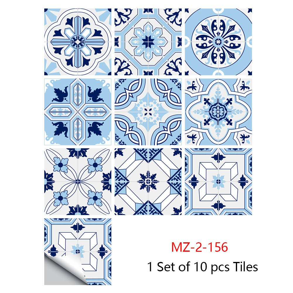 Mosaic 10-Piece Imitation Ceramic Tile Stickers Set for Home Decoration