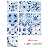 Mosaic 10-Piece Imitation Ceramic Tile Stickers Set for Home Decoration