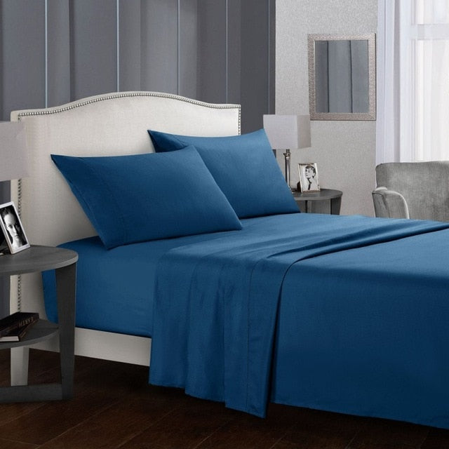White Bedding Set Queen size Bed sheets Solid color Flat Sheet+Fitted Sheet+Pillowcase Bed Linens - Julia M LifeStyles