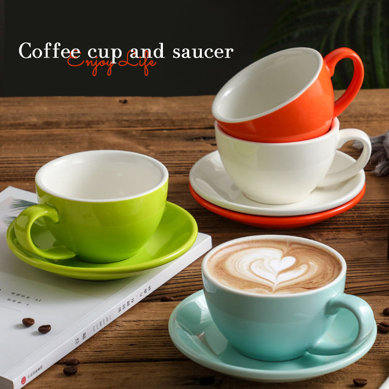 Nordic Ceramic Latte Cup – 300ml Artisan Coffee Cup with Contrast Rim
