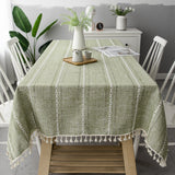 Nordic Christmas Table Cloth Hollow Tassel Table Cloth Solid Color Long Stripe Jacquard Table Cloth Tea Table Mat Cotton Linen Julia M Home & Kitchen