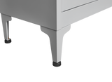 Grey metal kitchen storage cabinet, kitchen pantry storage cabinet with door and shelf, adjustable leveling feet